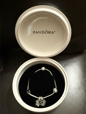Set of Pandora bracelet and charms + Pandora “Shine Bright” Ceramic Trinket